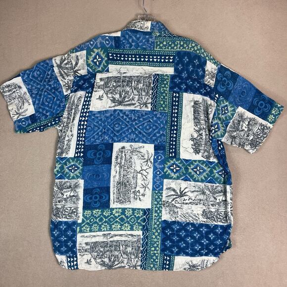 Gotcha Shirt Mens L Multicolor 1/4 Zip Short Sleeve Hawaiian‎ Print Relaxed Polo - Picture 8 of 10